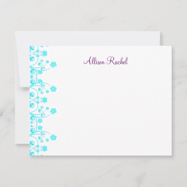 Carte De Correspondance Allison Rachel Fleurs et Perles Merci (Devant)