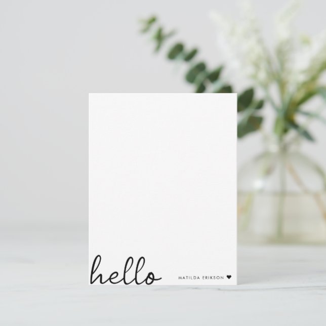 Carte De Correspondance Allo minimal | Coeur moderne propre blanc simple (Debout devant)