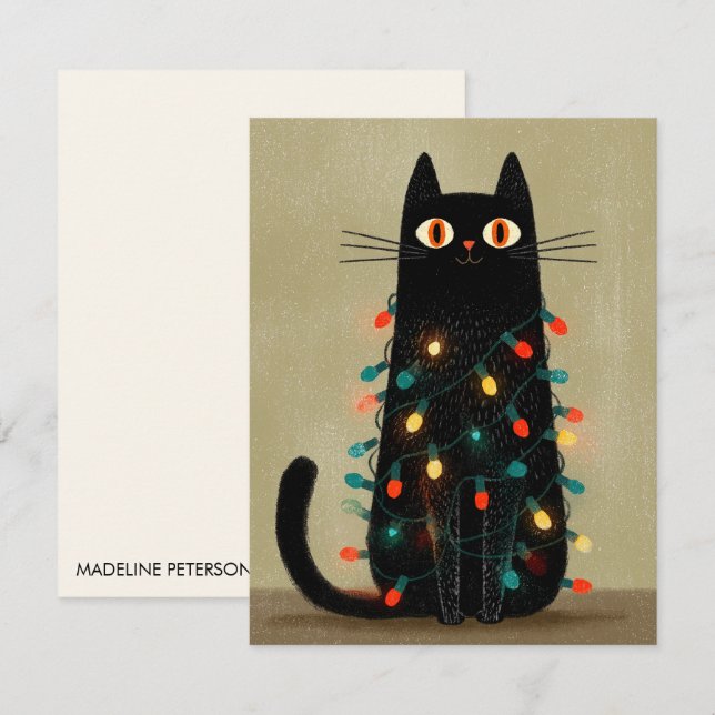 Carte De Correspondance Amateur de chat de Noël mignon (Devant / Derrière)