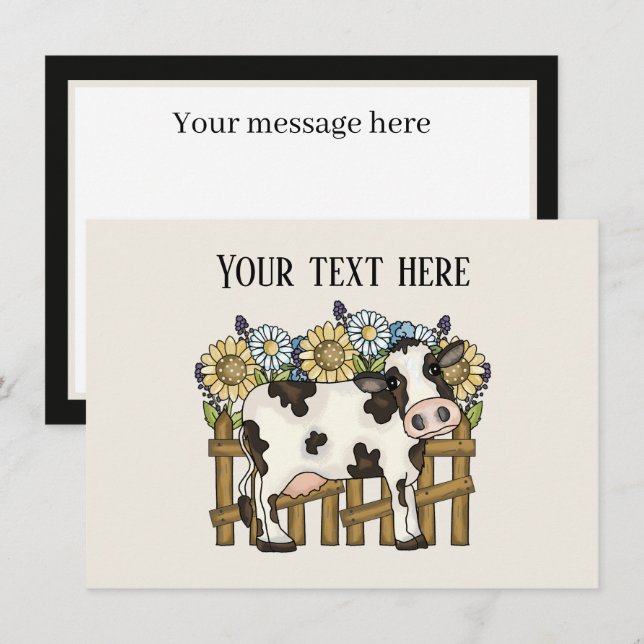 Carte De Correspondance Amateurs de vache mignonne ajouter un message (Devant / Derrière)