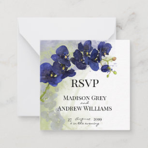 Carte De Correspondance Ambiance couleur orchidée bleu foncé Mariage RSVP