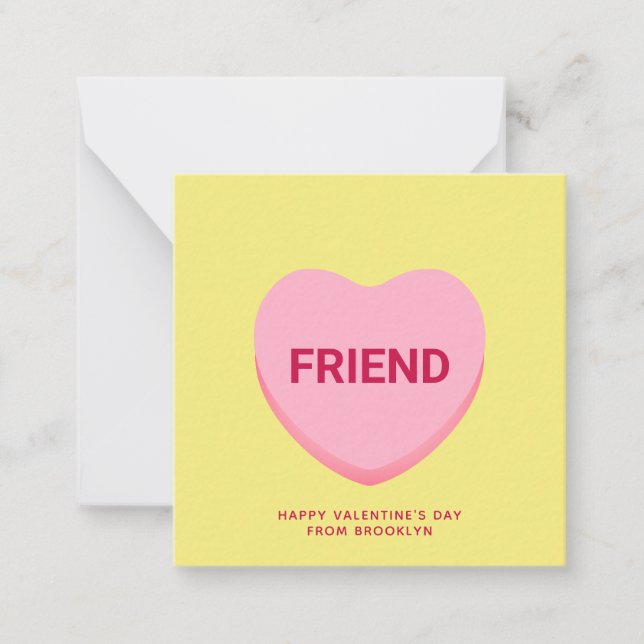 Carte De Correspondance Ami conversation jaune coeur Saint Valentin (Devant)