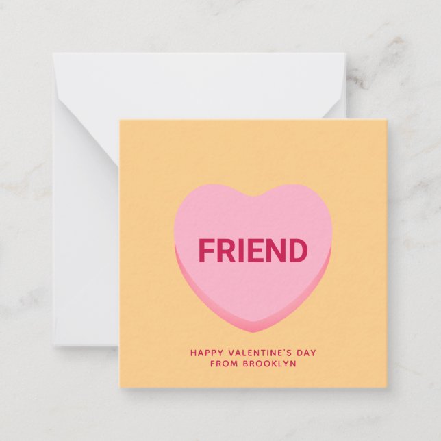 Carte De Correspondance Ami conversation orange coeur Saint Valentin (Devant)