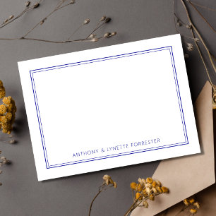 Carte De Correspondance Amiral classique à double bordure bleu