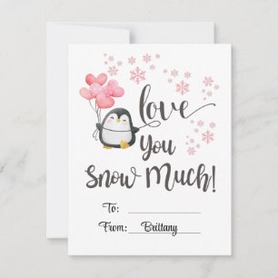 Carte De Correspondance Amour - ENFANTS Cute Pingouin Saint-Valentin Perso