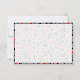 Carte De Correspondance Amoureux des chiens Empreintes de pattes et cœurs