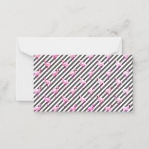 Carte De Correspondance Amoureux des flamants rose rayures diagonales