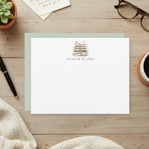 Carte De Correspondance Amoureux des livres Cottagecore à l'aquarelle flor