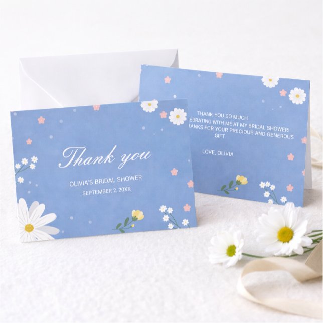 Carte De Correspondance An elegant wedding in light blue with wildflowers. (Créateur téléchargé)