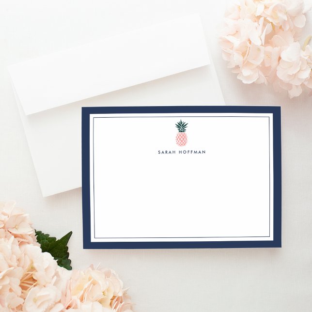 Carte De Correspondance Ananas rose | Papeterie personnalisée Appartement (Créateur téléchargé)