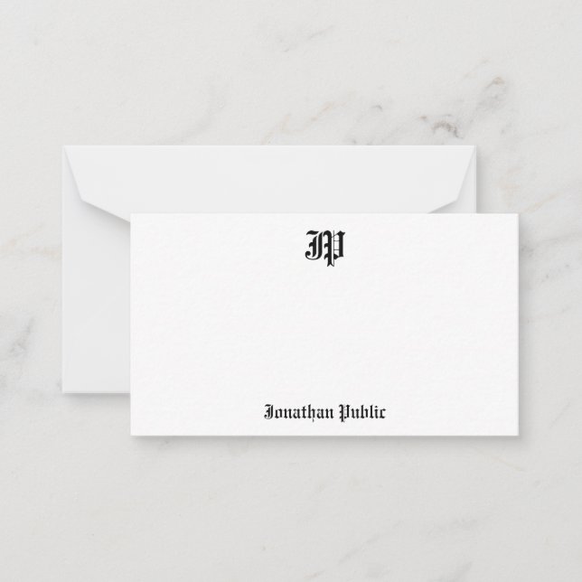 Carte De Correspondance Ancien texte anglais Calligraphié Monogramme Modèl (Devant)