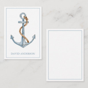 Carte De Correspondance Ancre Bleu vintage avec corde Personnalisée