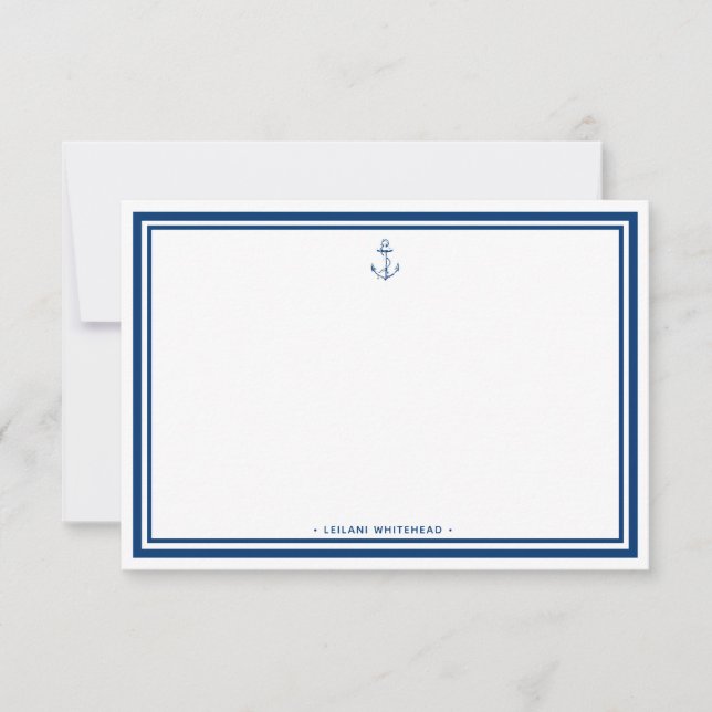 Carte De Correspondance Ancre bleue marine Personnalisée (Devant)