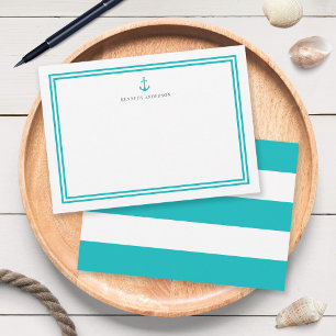 Carte De Correspondance Ancre couleur personnalisée et bandes blanches per