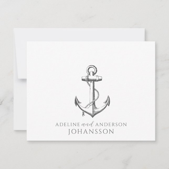 Carte De Correspondance Ancre Nautical Couple Names (Devant)
