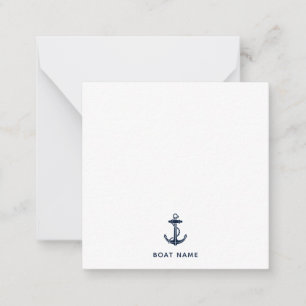 Carte De Correspondance Ancre nautique bleu marine nom de bateau personnal