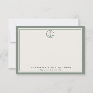 Carte De Correspondance Ancre rose clover verte personnalisée de Palm Beac