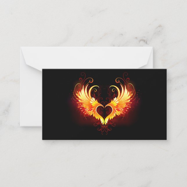 Carte De Correspondance Angel Fire Heart with Wings (Devant)