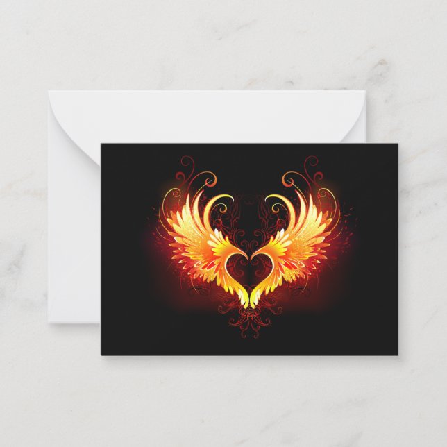 Carte De Correspondance Angel Fire Heart with Wings (Devant)