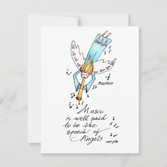 Carte De Correspondance Angle bleu simple avec trompette (Devant)