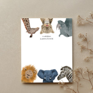Carte De Correspondance Animaux de safari mignons pour enfants