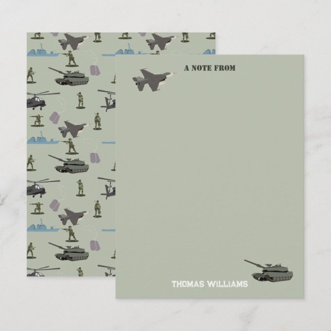 Carte De Correspondance Anniversaire Camouflage Militaire de l'Armée Vert  (Devant / Derrière)