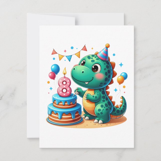 Carte De Correspondance Anniversaire de Dino 8 ans (Devant)