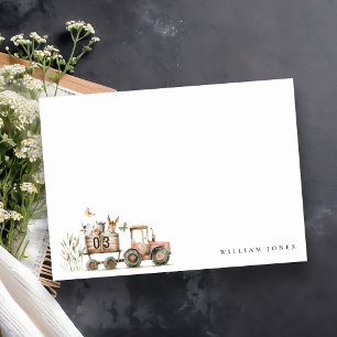 Carte De Correspondance Anniversaire de enfant de tracteur pour animaux de