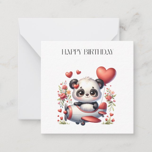Carte De Correspondance Anniversaire de Panda Pilote (Devant)