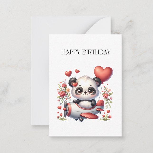Carte De Correspondance Anniversaire de Panda Pilote (Devant)