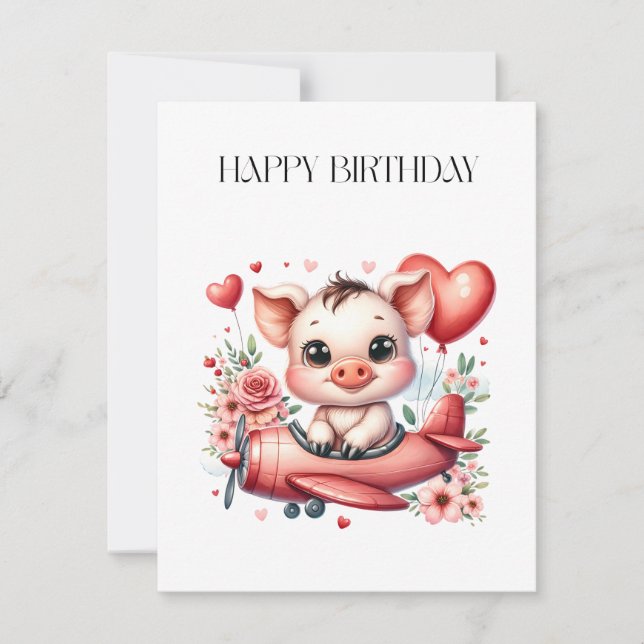 Carte De Correspondance Anniversaire de Pig Pilot (Devant)