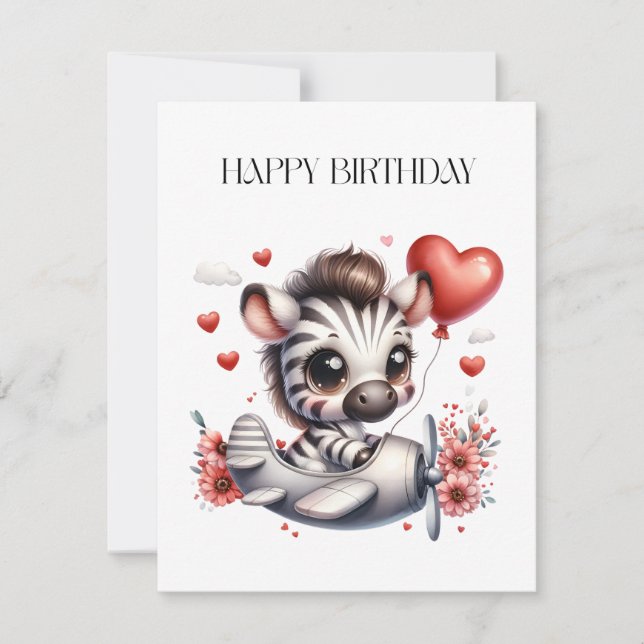 Carte De Correspondance Anniversaire de Zebra Pilot (Devant)