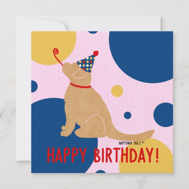 Carte De Correspondance Anniversaire Golden Retriever  (Devant)