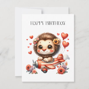 Carte De Correspondance Anniversaire Lion Pilote