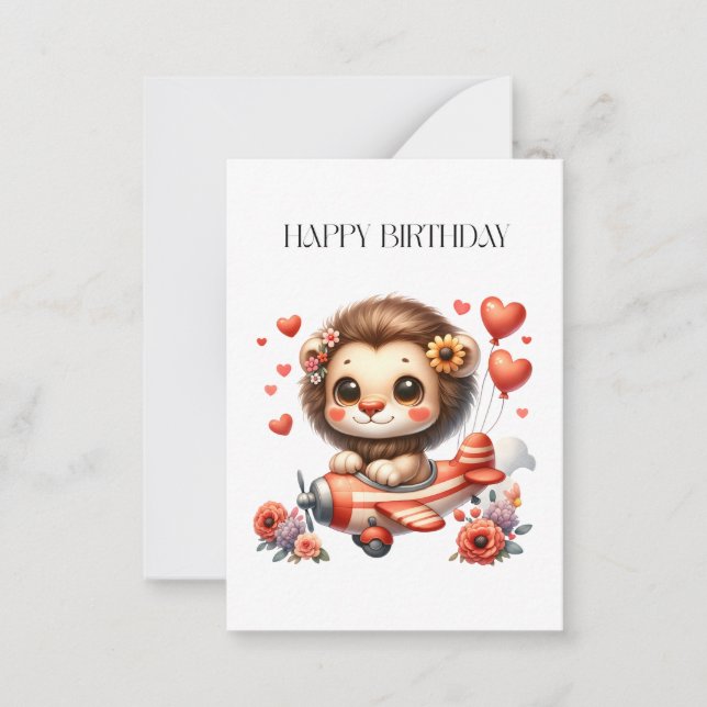 Carte De Correspondance Anniversaire Lion Pilote (Devant)