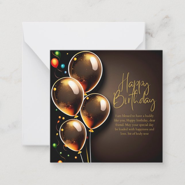 Carte De Correspondance Anniversaire Noir et Or (Devant)
