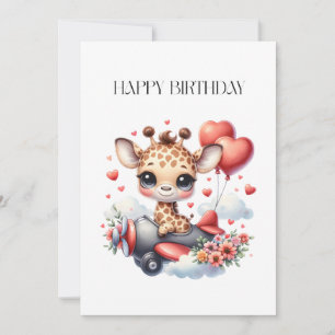 Carte De Correspondance Anniversaire Pilote Girafe