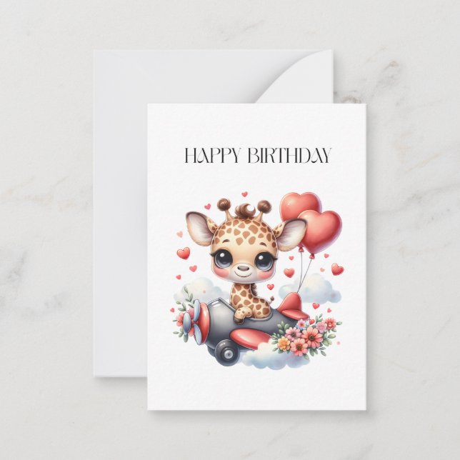 Carte De Correspondance Anniversaire Pilote Girafe (Devant)