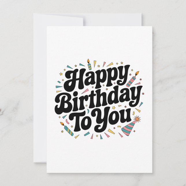 Carte De Correspondance Anniversaire Rétro Confettis (Devant)