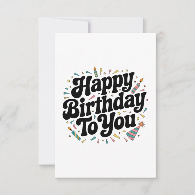 Carte De Correspondance Anniversaire Rétro Confettis (Devant)