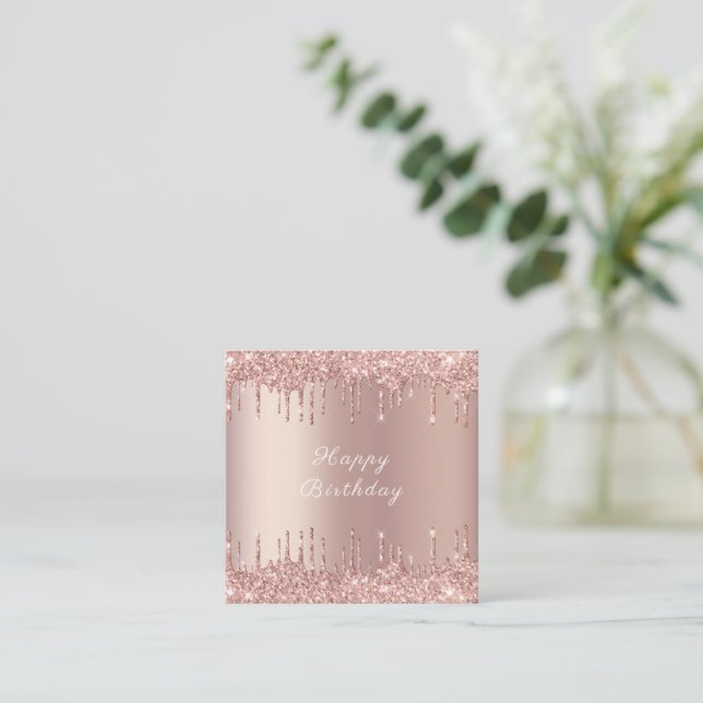 Carte De Correspondance Anniversaire - Rose Gold Blush Parties scintillant (Debout devant)