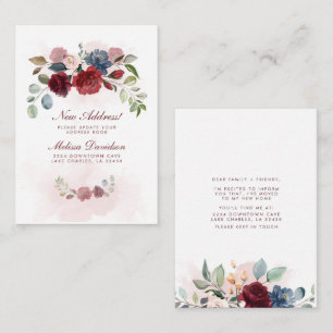Carte De Correspondance Annonce de déménagement aquarelle florale Nous avo