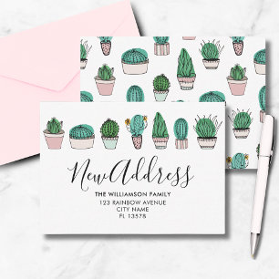 Carte De Correspondance Annonce de déménagement de cactus Plantes