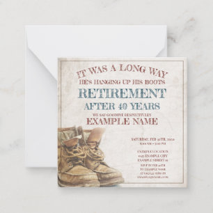 Carte De Correspondance Annonce de retraite avec de vieilles bottes