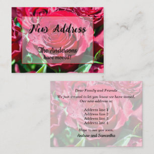 Carte De Correspondance Annonce d'une nouvelle adresse avec des roses roug