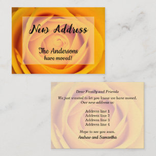 Carte De Correspondance Annonce d'une nouvelle adresse avec une rose jaune