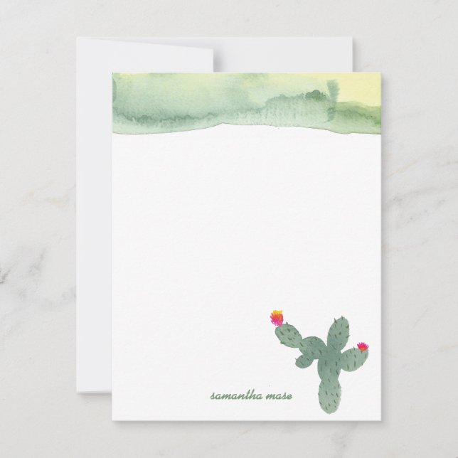 Carte De Correspondance Aquarelle Abstraite Cactus Merci Note Card (Devant)