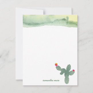 Carte De Correspondance Aquarelle Abstraite Cactus Merci Note Card