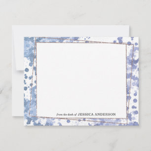 Carte De Correspondance Aquarelle Abstraite marine moderne bleu violet or