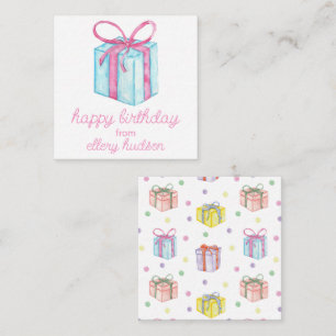 Carte De Correspondance Aquarelle Anniversaire présente un boîtier cadeau